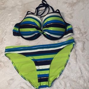 Large Aerie Perkier push-up striped bikini set